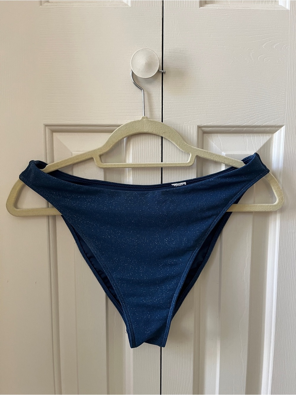 Abercrombie | Mid-Rise High-Leg Bikini Bottom (Medium) | Blue Shimmer